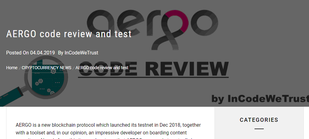 Статья о проекте AERGO в code — review