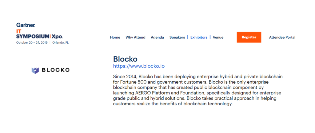 Blocko на Gartner IT 2019 Symposium /Xpo