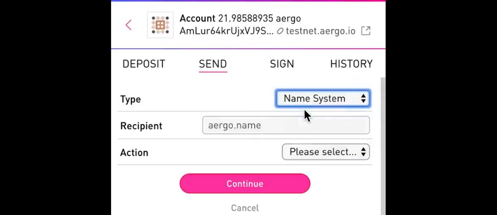 Как создать красивое имя адреса счета, используя Aergo Connect. Видео  инструкция от DesignBlock