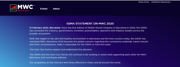 Конференция Mobile World Congress (MWC) 2020 отменена из за коронавируса