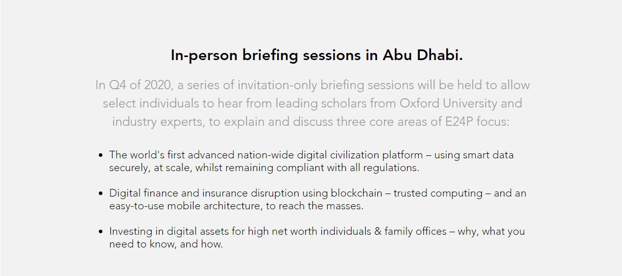 E24P анонсирует серию семинаров и конференций в Abu Dhabi в 4 квартале 2020 года
