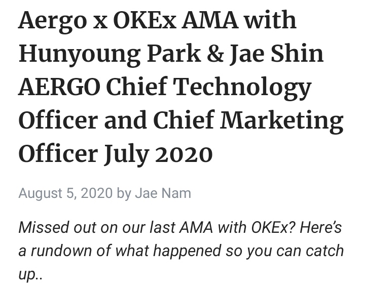 Статья в Medium о AMA Aergo и OKEx