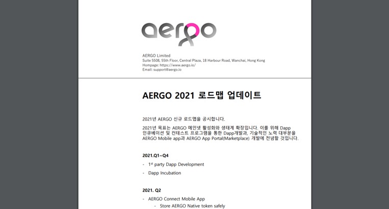 AERGO 2021 Roadmap Update