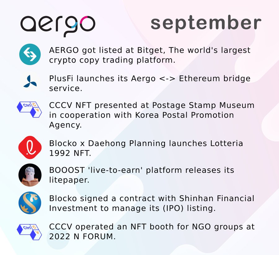 Экосистема AERGO в сентябре : твит от DesignBlock