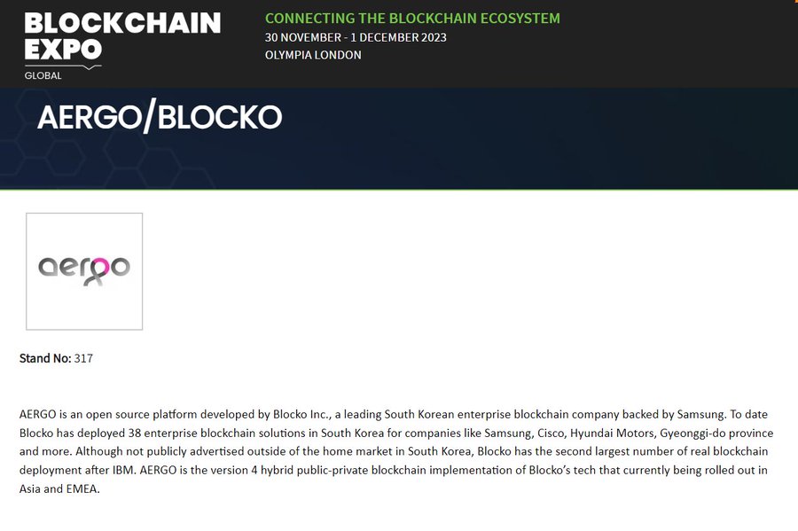 Aergo будет на Blockchain Expo Global с 30 ноября по 1 декабря 2023 г.: твит DesignBlock
