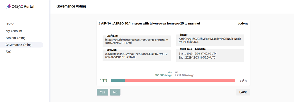Результаты AIP-16: слияние AERGO 10:1 с заменой токенов из erc-20 в основную сеть