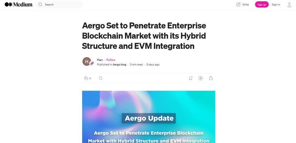 Aergo собирается выйти на рынок корпоративного блокчейна благодаря своей гибридной структуре и интеграции EVM: статья в Medium от Aergo Official