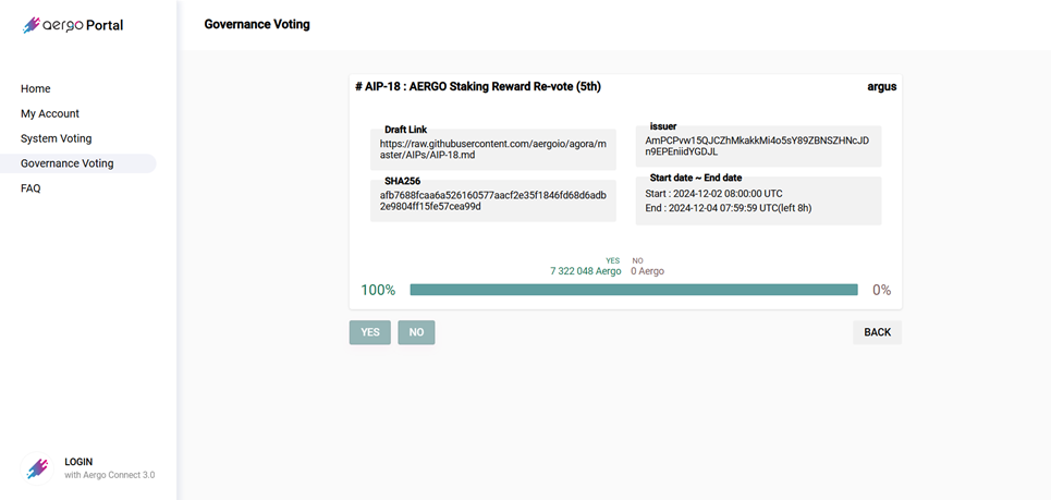 # AIP-18 : AERGO Staking Reward Re-vote (5th)